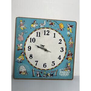 School Supply Company Clock Teaching Board NURSERY RHYMES Vintage 50’s READ
